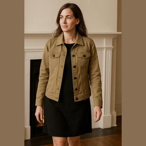 Vintage Denim Jean jacket • denim jacket • stretch • dress jacket tan jeans